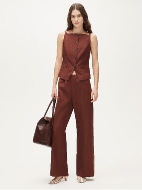 JCREW Cosmo Pant Gramercy Linen Trousers Tailored Fit Burgundy S BNWT BEST SELL
